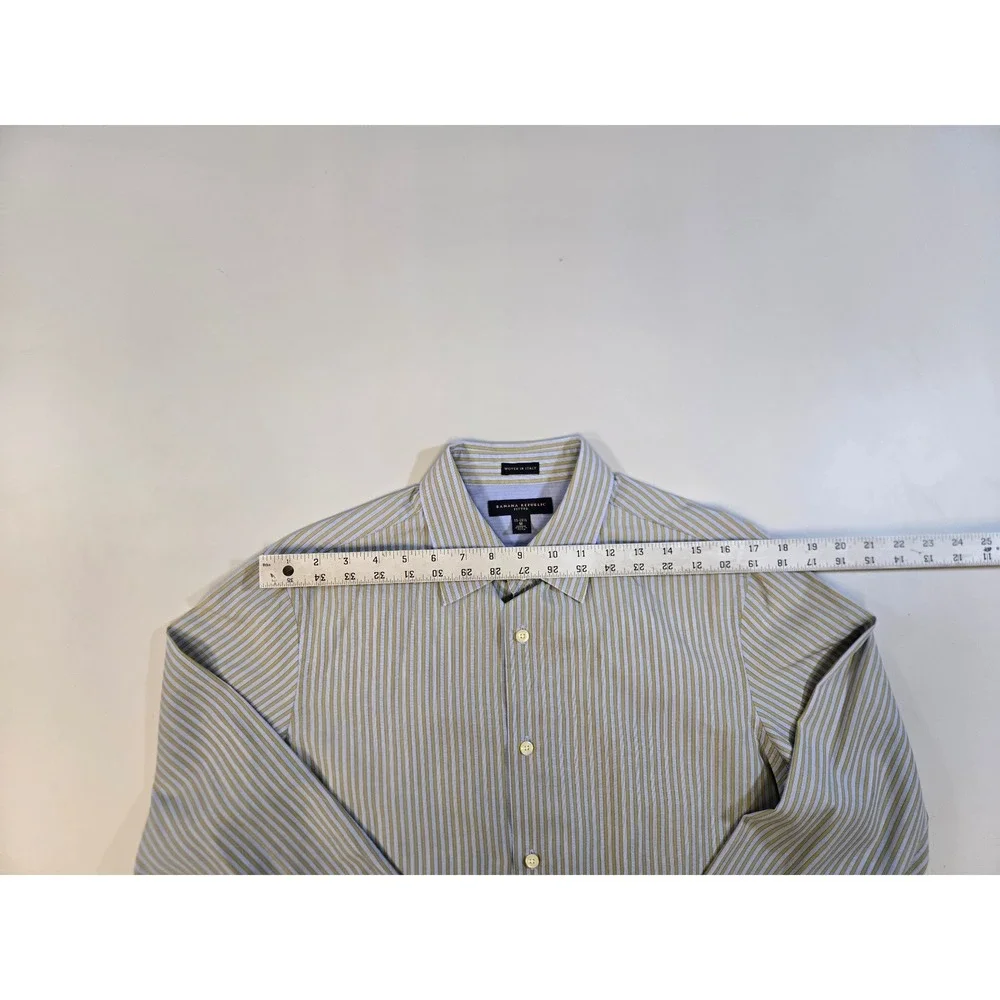Banana Republic Mens Fitted Striped Button Down‎ Shirt M 15-15.5 Woven in Italy